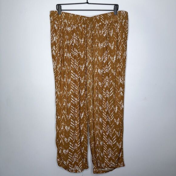 LOGO Lori Goldstein Women’s Printed Pants Chevron Mustard Size XL - Picture 1 of 4